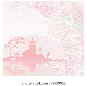 Vector illustration of abstract styled Decorative Traditional Japanese background