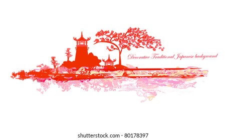 Vector illustration of abstract styled Decorative Traditional Japanese background