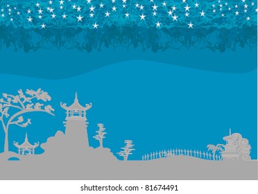Vector illustration of abstract styled Decorative Traditional Japanese background