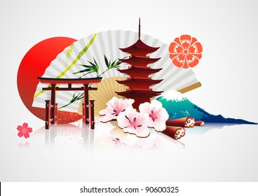 Vector illustration of abstract styled Decorative Traditional Japanese background