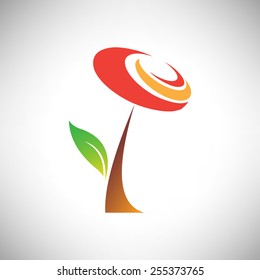 Vector illustration of abstract stylized lollipop flower with leaf