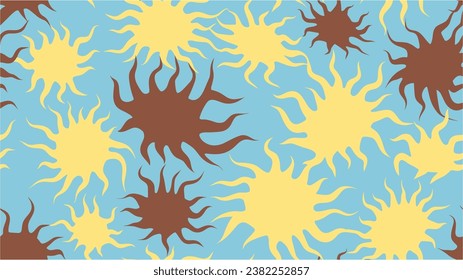 Vector Illustration of an Abstract Sun Background. Microorganisms seamless pattern. Sun. Seamless pattern. EPS 10. Bacteria and viruses concept. Summer Sun seamless pattern.