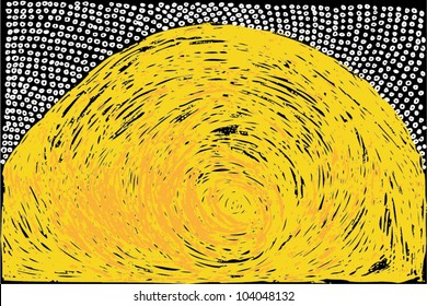 A vector illustration of an abstract sun drawing.