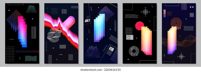 Vector illustration. Abstract surreal background. Memphis pattern. Geometric shape. Design elements for flyers, leaflet, banner, voucher, coupon. Retro futuristic art design. Gradient color