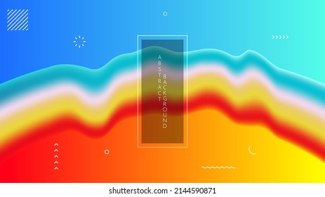 Vector illustration. Abstract surreal liquid panoramic wallpaper. Colorful background. Liquid acid color flow.  Memphis pattern. Geometric shape. Website design background. Web banner template