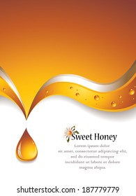 Vector Illustration of an Abstract Sweet Honey Background with Honey Drop and Space for Text
