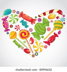 Vector illustration of abstract sweets  candy heart