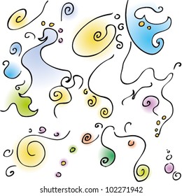 A vector illustration of an abstract swirly space drawing.