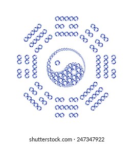 Vector illustration: abstract symbol book of changes made of blue diamonds on white background