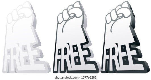 Vektorgrafik eines abstrakten Symbols in Form von Armen und dem FREE Wort