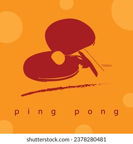 Vector illustration of abstract table tennis on orange background, abstract illustration of ping pong paddles and ball, pingpong vector art