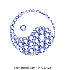 Vector illustration: abstract tao symbol made of blue diamonds on  white background