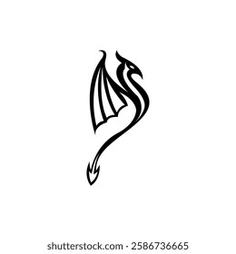 vector illustration of an abstract tattoo. flying dragon tattoo