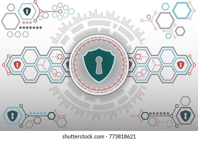 Vector illustration of Abstract technology background with green abstract shield