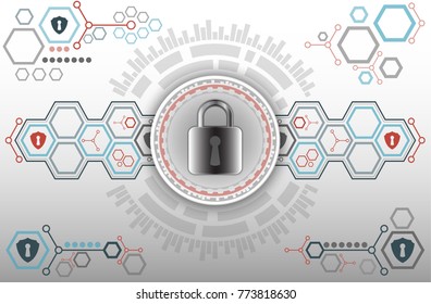 Vector illustration of Abstract technology background with green abstract shield