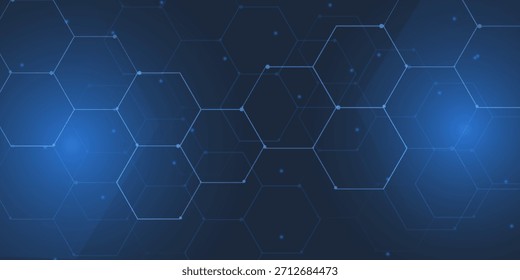 Tecnología abstracta de la Ilustración vectorial con la molécula, línea de flujo de la onda de la partícula del punto que fluye, red de la tecnología de Datum, ciencia, 
