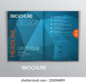 Vector illustration Abstract template brochure design with blue  geometric background