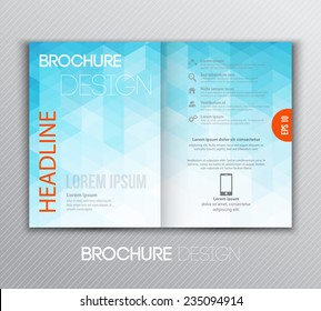 Vector illustration Abstract template brochure design with blue  geometric background