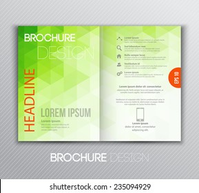 Vector illustration Abstract template brochure design with green geometric background