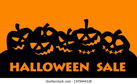 Vector illustration: abstract template design layout of poster or flyer with lettering of Halloween, pumpkins.