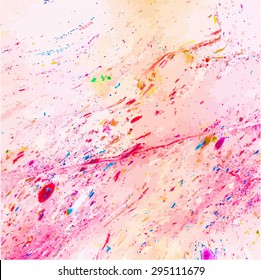 Vector illustration of abstract texture of stone. Colorful. Ink smudges on white paper.