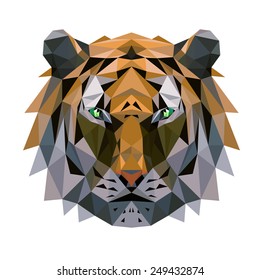 Vector illustration of abstract tiger face on a white background