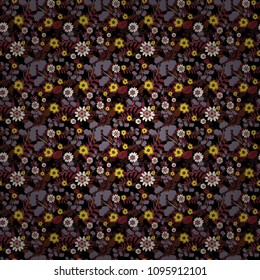 Vector illustration. Abstract tiles with patterns in beige, brown and red colors. Design for silk neck scarf, kerchief, hanky. Square seamless pattern design for pillow, carpet, rug.