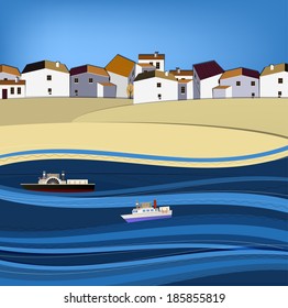 Vector illustration of abstract town landscape