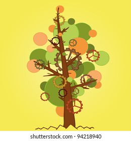 Vector illustration, abstract tree, card concept.