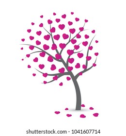 Vector illustration of an abstract tree with hearts