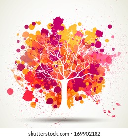 Vector Illustration of an Abstract Tree with Splashes