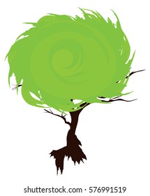 vector illustration of an abstract tree with swirls
