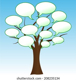 Vector illustration of abstract tree with white speech