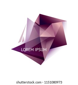 Vector illustration. Abstract triangle frame. Geometric figures, crystal. Template for text