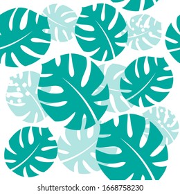 Ilustración vectorial con hojas tropicales abstractas de monstera sobre fondo blanco. Fondo de patrón impecable. Naturaleza