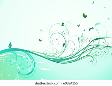 Vector illustration of abstract turquoise floral Background