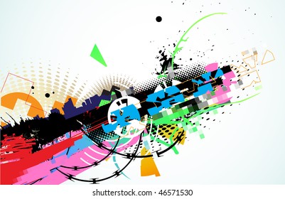 Ilustración vectorial de fondo urbano abstracto con coloridos Elementos de diseño grunge