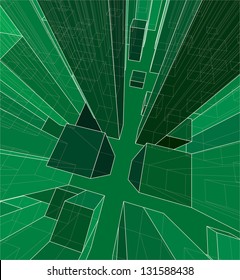 Vector illustration of an abstract virtual space.