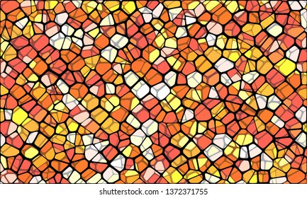 Vector Illustration of abstract vitrage background. Decorative stained glass pattern for design poster, banner, cover. Vintage window texture.