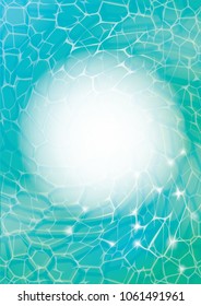 Vector illustration. Abstract Water background. Pool, sea or ocean water caustic texture background. Pool, ocean or sea surface. Water waves effects. Space for text or object.
