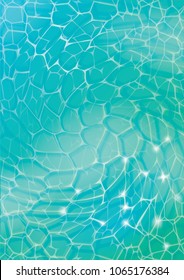 Vector illustration. Abstract Water background. Pool, sea or ocean water caustic texture background. Pool, ocean or sea surface. Water waves effects. Space for text or object.