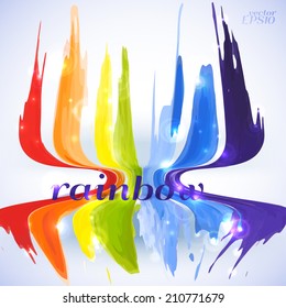 Vector illustration. Abstract watercolor background with a rainbow glow