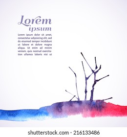 Vector illustration. Abstract watercolor background with text