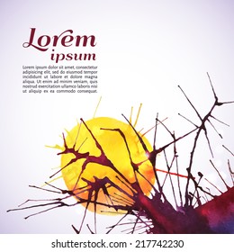 Vector illustration. Abstract watercolor background with text