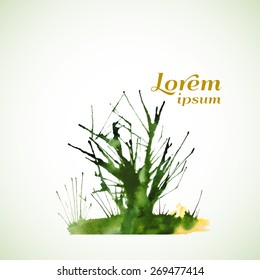 Vector illustration. Abstract watercolor element with text