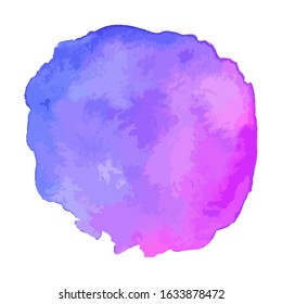 Vector illustration of abstract watercolor splatter isolated on white background. Blue, pink and purple trending colors. Vibrant background
