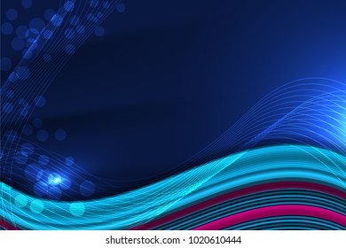 Vector illustration of Abstract Wavy Background with bokeh lights effect for business banner and advertising web design