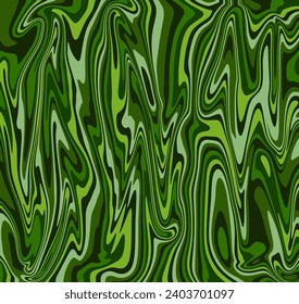 Vector illustration. Abstract wavy background in green and dark green tones. Spring concept.
