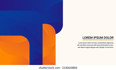 Vektorgrafik eines abstrakten, scharfen, fblauen und orangefarbenen Farbverlaufs auf weißem Hintergrund für Banner, Poster, Broschüre, Hintergrund, Einladung