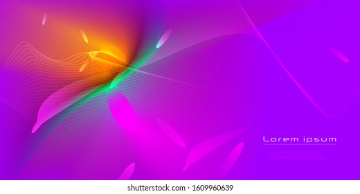Vector illustration abstract wavy, wave, line and blurred gradient mesh in bright red and purple color background. Dynamic minimal wave line composition design, layout for flyer, poster, banner